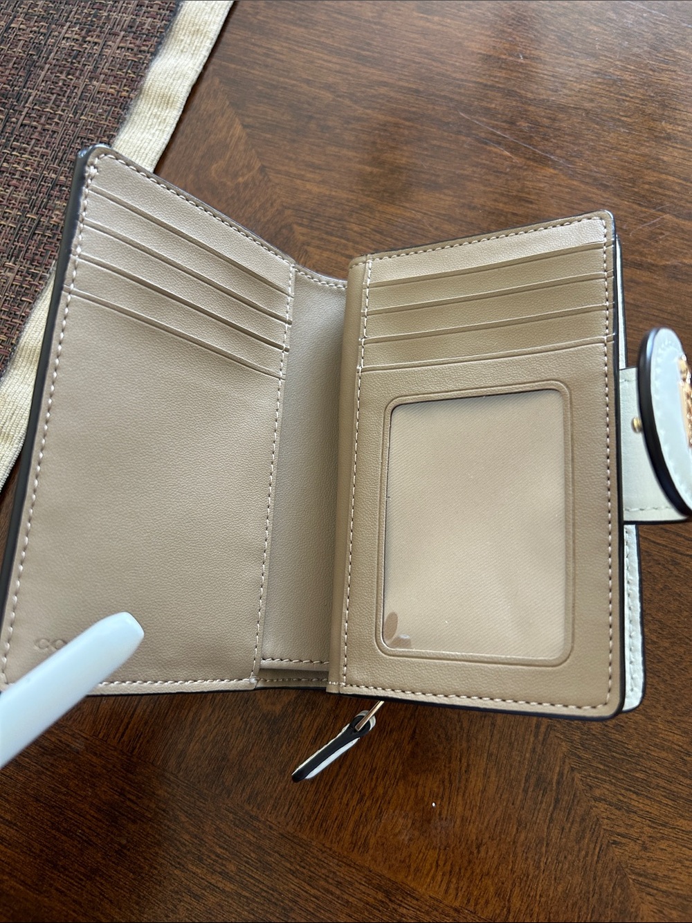 COACH White Floral Small Snap Wallet with Gold Logo - Picture 5 of 5
